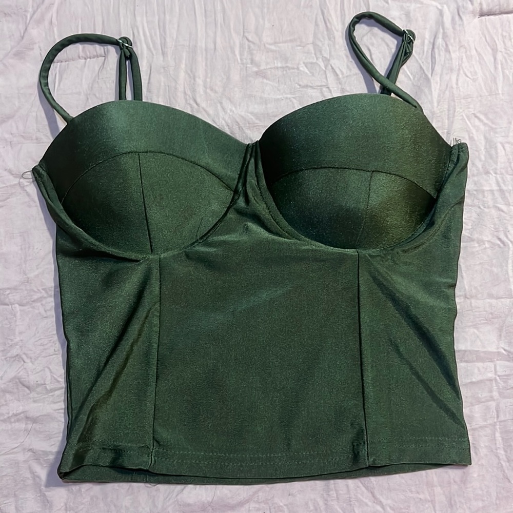 OLIVE GREEN BUSTIER TOP